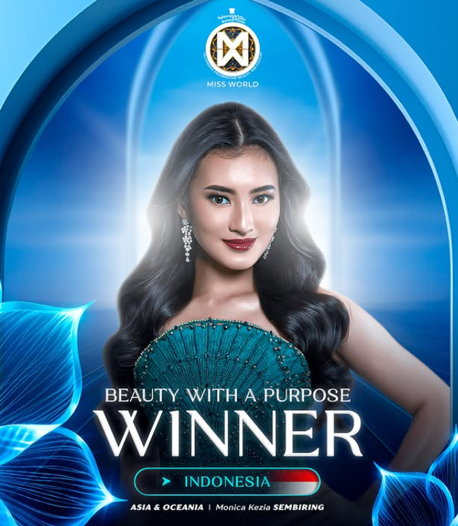 Monica Kezia Sembiring menangkan dua penghargaan di Miss World 2025 (Instagram/monica.kezia)