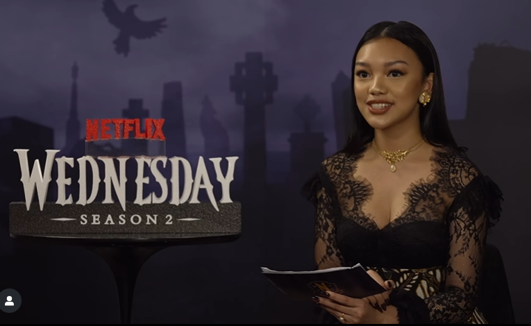 Dalam acara tersebut, Naura Ayu berkesempatan untuk berbincang langsung dengan tiga pemeran utama Wednesday