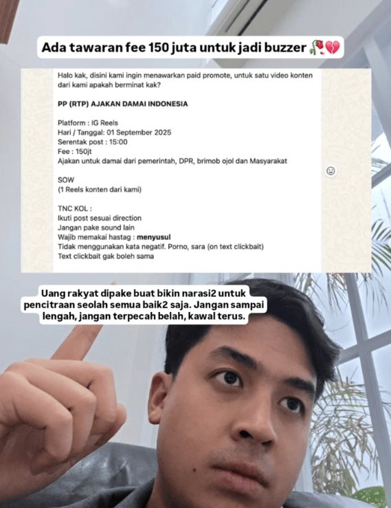 Jerome tidak hanya menolak tawaran tersebut, tetapi juga mengajak publik untuk berpikir kritis soal penggunaan anggaran negara.
