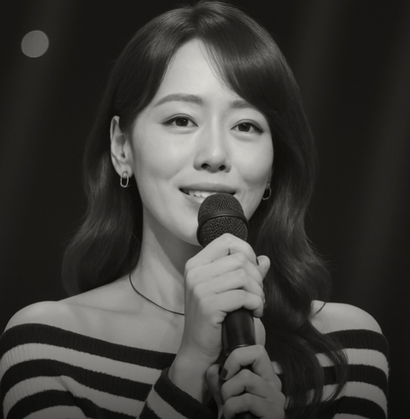 Lee Min saat tampil di acara musik, ia di atas panggung dengan sorotan lampu,