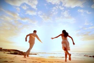 Ilustrasi pasangan sedang honeymoon