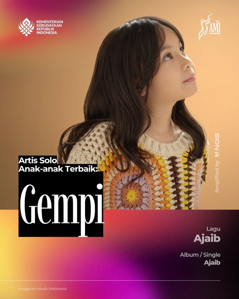 Dalam kategori Artis Solo Anak-Anak Terbaik, Gempi berhasil mengungguli sejumlah nama lain seperti Aisyah Momo Agil, Iren Glory, Leika Garudita, dan Mazaya Amania.