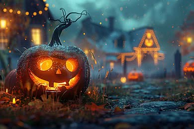 Salah satu simbol paling ikonik dari Halloween adalah Jack-o’-Lantern, yaitu labu yang diukir membentuk wajah dan diberi cahaya di dalamnya.