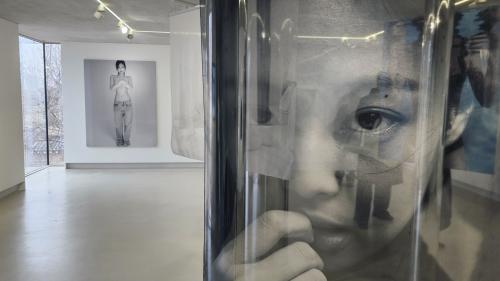 Foto topless Jennie yang ditampilkan dalam pameran menjadi sorotan utama. 